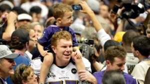 matt birk celebrates winning super bowl