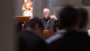 bishop robert barron presenting at saint paul seminary