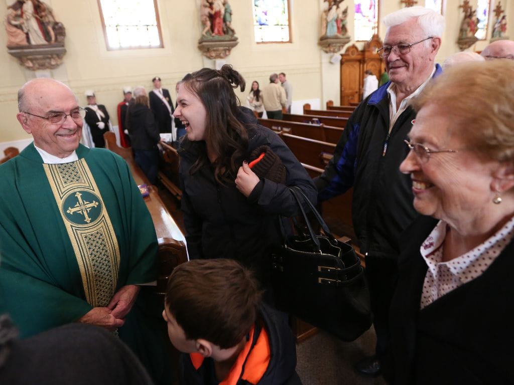 fr martin siebenaler celebrates the 60th anniversary of his ordination with friends and family