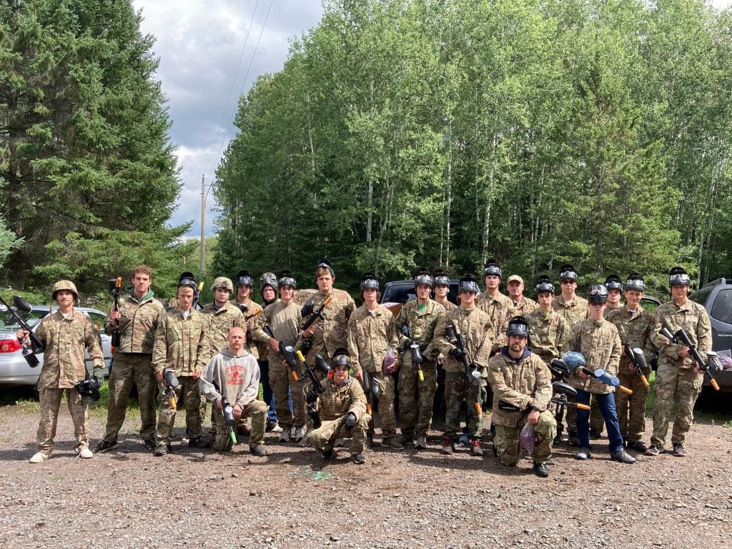 fr scott padrnos with band of brothers high school mens group after playing paintball