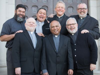 deacons at the saint paul seminary pose for a group photo outside the chapel