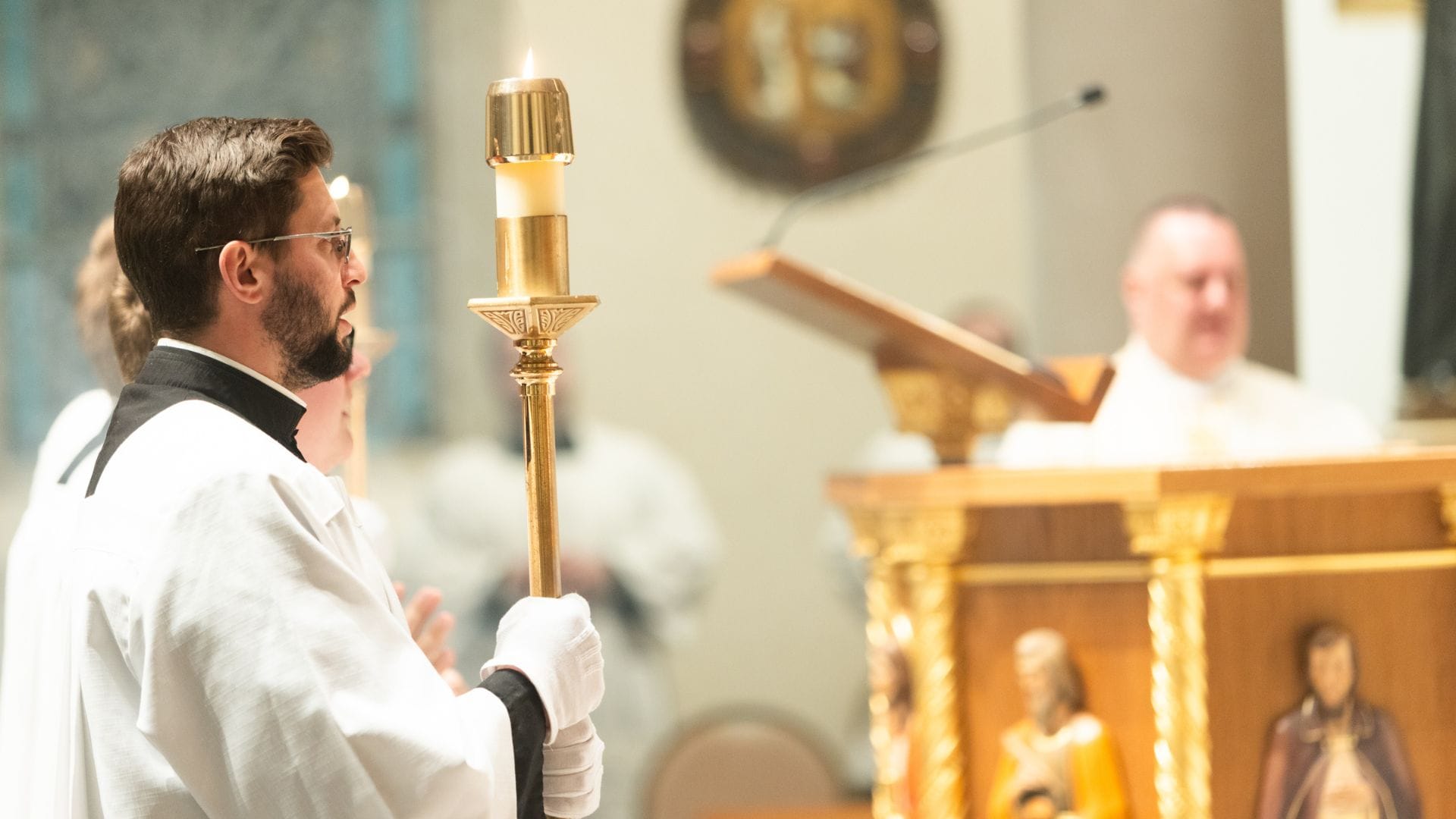 seminarian processing during Mass