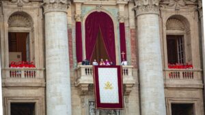pope leo xiv is announced to the world in st peters square